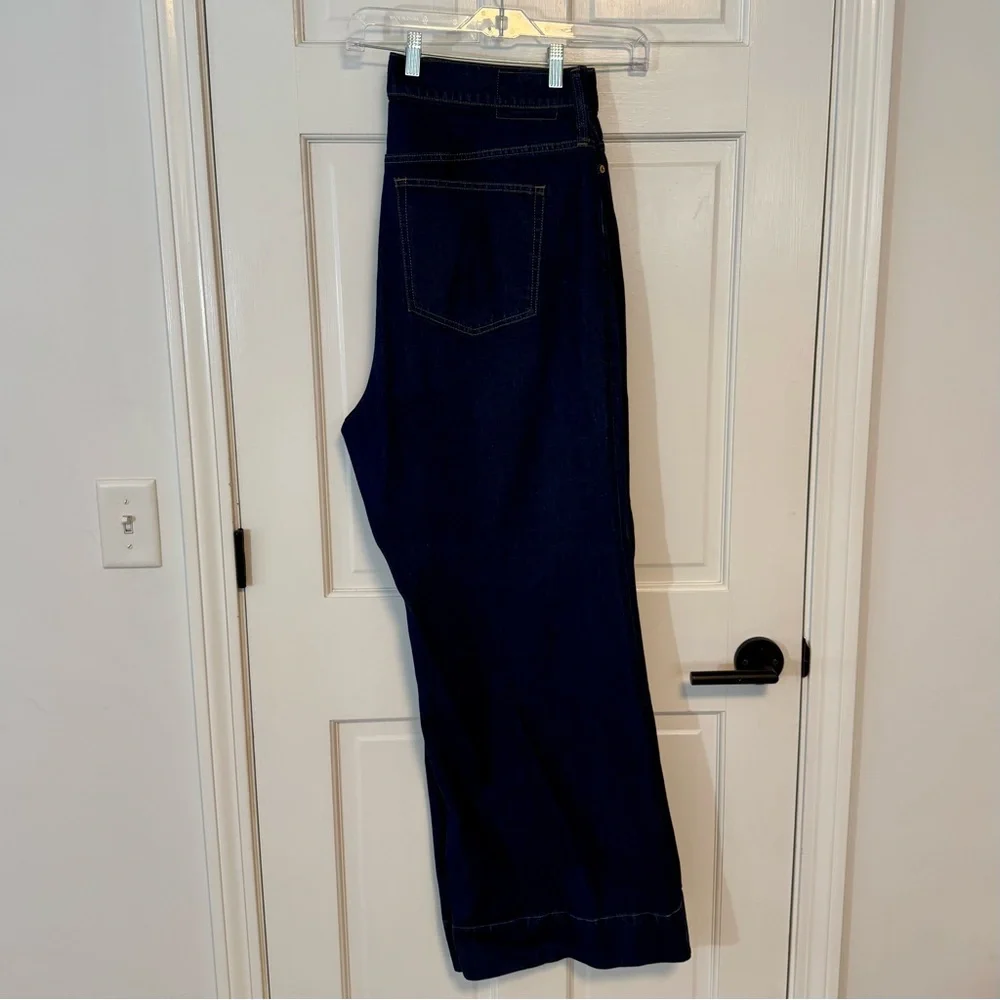 J. Crew | High-Rise Denim Trouser Jean, Dark Wash, Size 34 - EUC - Picture 2 of 8
